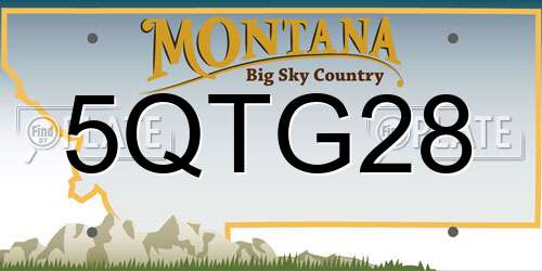 5QTG28 Montana License Plate