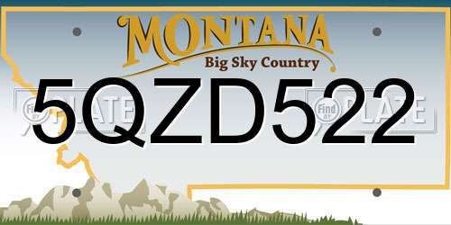 5QZD522 Montana License Plate
