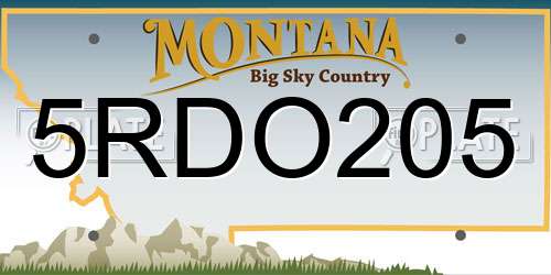 5RDO205 Montana License Plate
