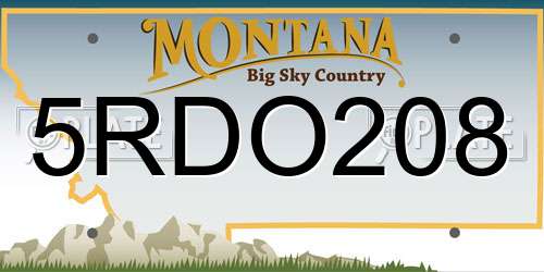 5RDO208 Montana License Plate