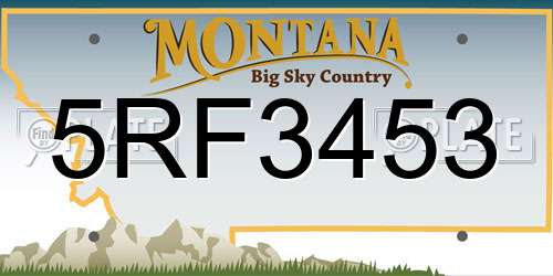 5RF3453 Montana License Plate