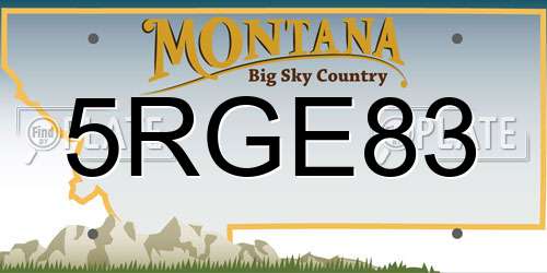 5RGE83 Montana License Plate