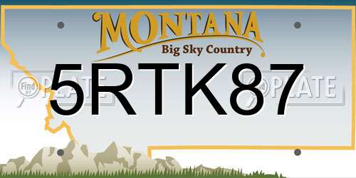 5RTK87 Montana License Plate