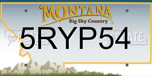 5RYP54 Montana License Plate