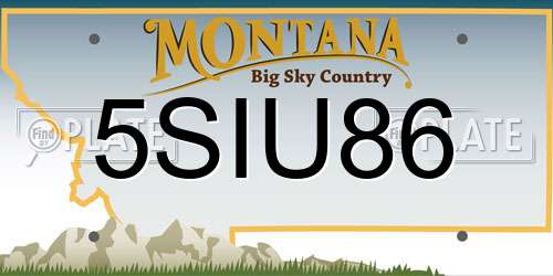 5SIU86 Montana License Plate