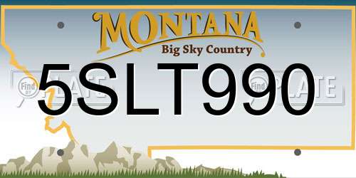 5SLT990 Montana License Plate