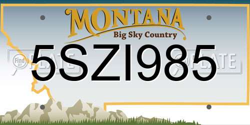 5SZI985 Montana License Plate