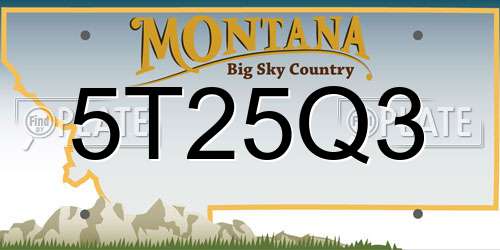 5T25Q3 Montana License Plate