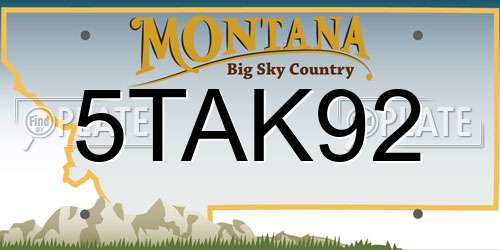 5TAK92 Montana License Plate