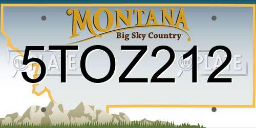 5TOZ212 Montana License Plate