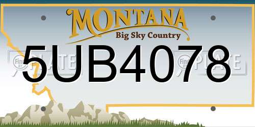 5UB4078 Montana License Plate