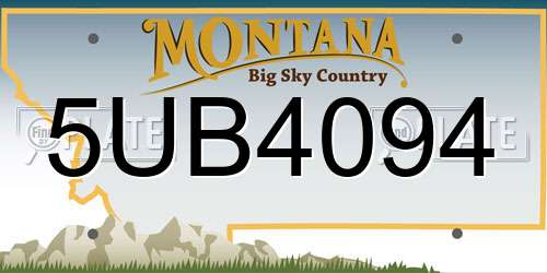 5UB4094 Montana License Plate