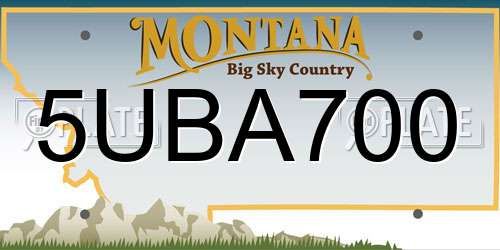 5UBA700 Montana License Plate