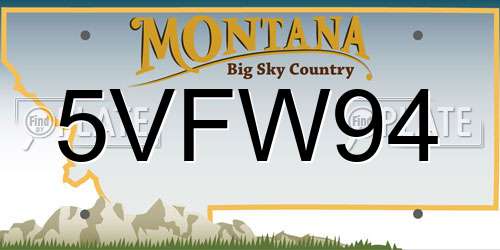 5VFW94 Montana License Plate