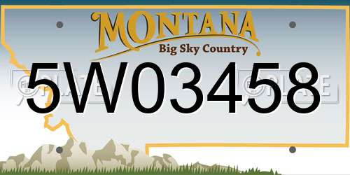 5W03458 Montana License Plate