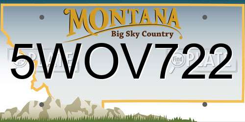 5WOV722 Montana License Plate