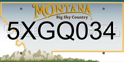 5XGQ034 Montana License Plate