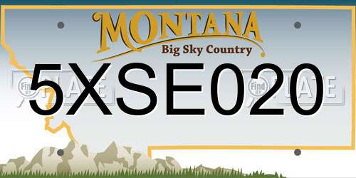 5XSE020 Montana License Plate