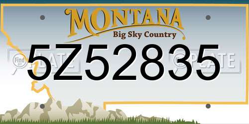 5Z52835 Montana License Plate