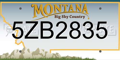 5ZB2835 Montana License Plate