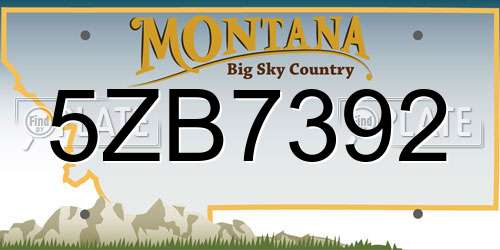 5ZB7392 Montana License Plate