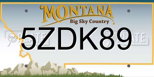 5ZDK89 Montana License Plate