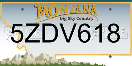 5ZDV618 Montana License Plate
