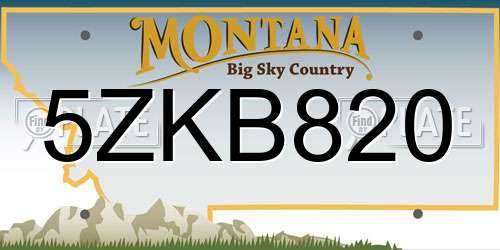 5ZKB820 Montana License Plate