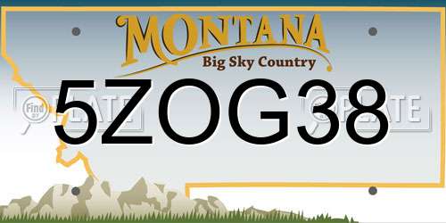 5ZOG38 Montana License Plate