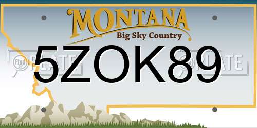 5ZOK89 Montana License Plate