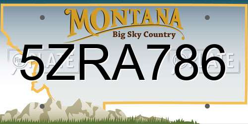 5ZRA786 Montana License Plate