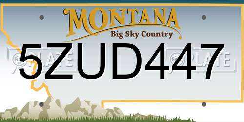 5ZUD447 Montana License Plate