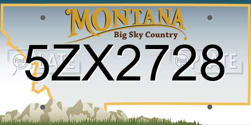 5ZX2728 Montana License Plate