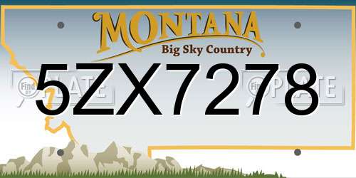 5ZX7278 Montana License Plate