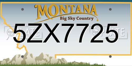 5ZX7725 Montana License Plate