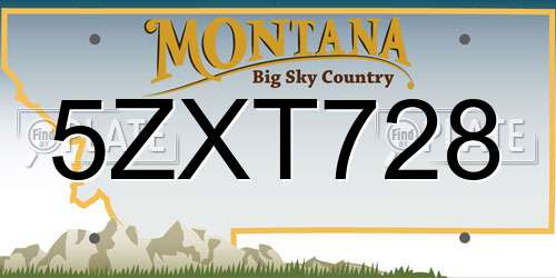 5ZXT728 Montana License Plate
