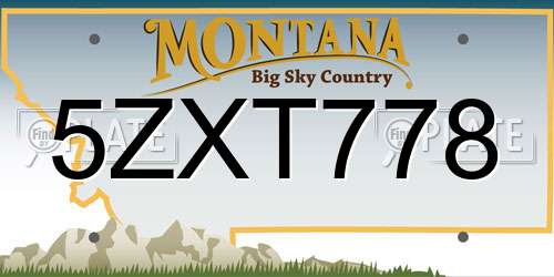 5ZXT778 Montana License Plate