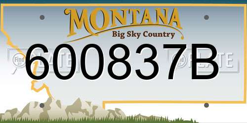 600837B Montana License Plate