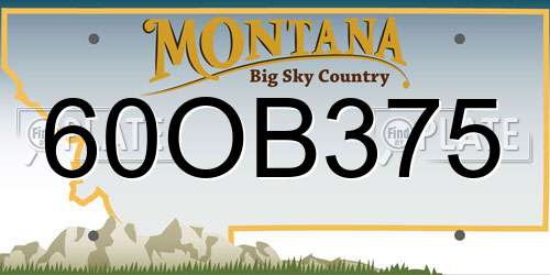 60OB375 Montana License Plate