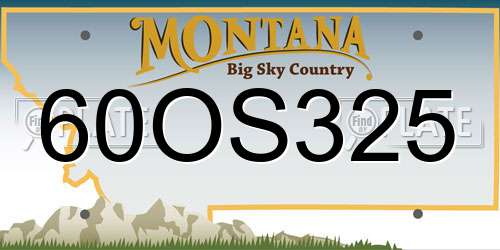 60OS325 Montana License Plate