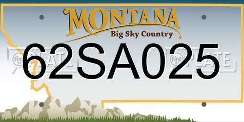 62SA025 Montana License Plate
