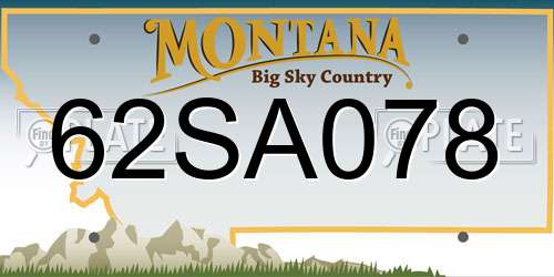 62SA078 Montana License Plate