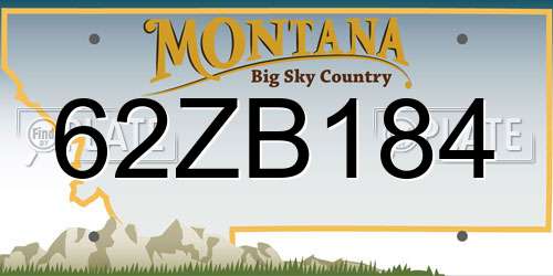 62ZB184 Montana License Plate