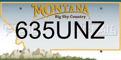635UNZ Montana License Plate