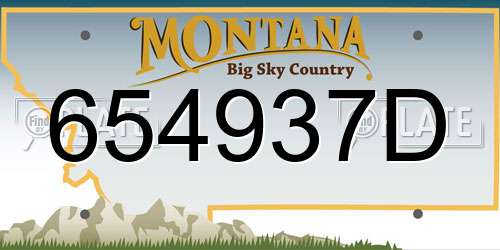 654937D Montana License Plate