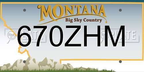 670ZHM Montana License Plate