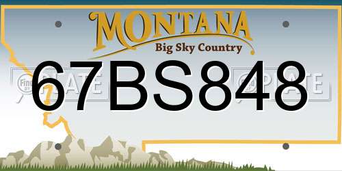 67BS848 Montana License Plate