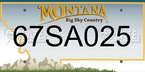 67SA025 Montana License Plate