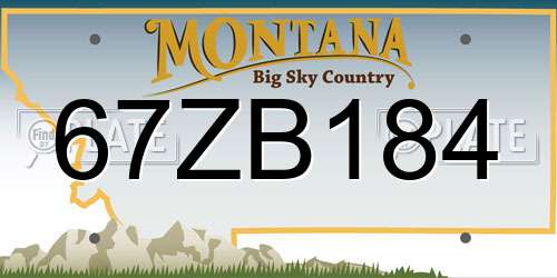 67ZB184 Montana License Plate