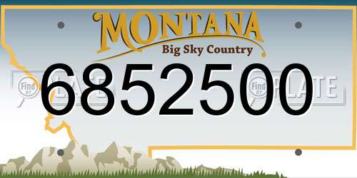 6852500 Montana License Plate
